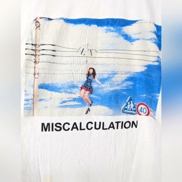 Valentino White and Blue Short Sleeve Tee with Graphic Print - Picture 2 of 5